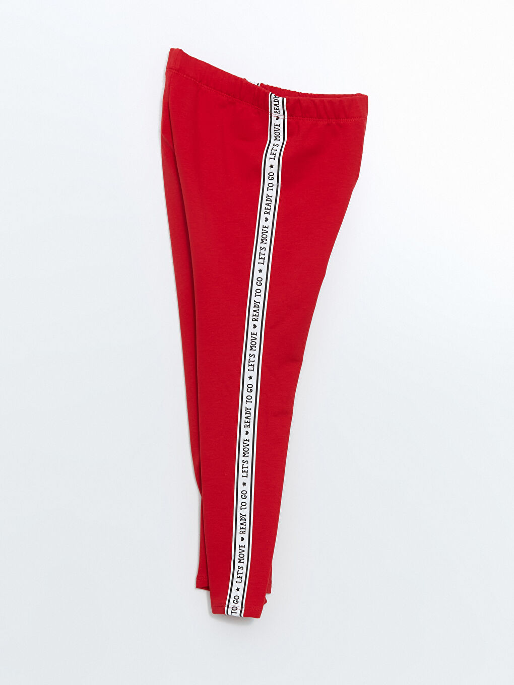 Kırmızı Beli Lastikli Baskılı Kız Çocuk Tayt-1