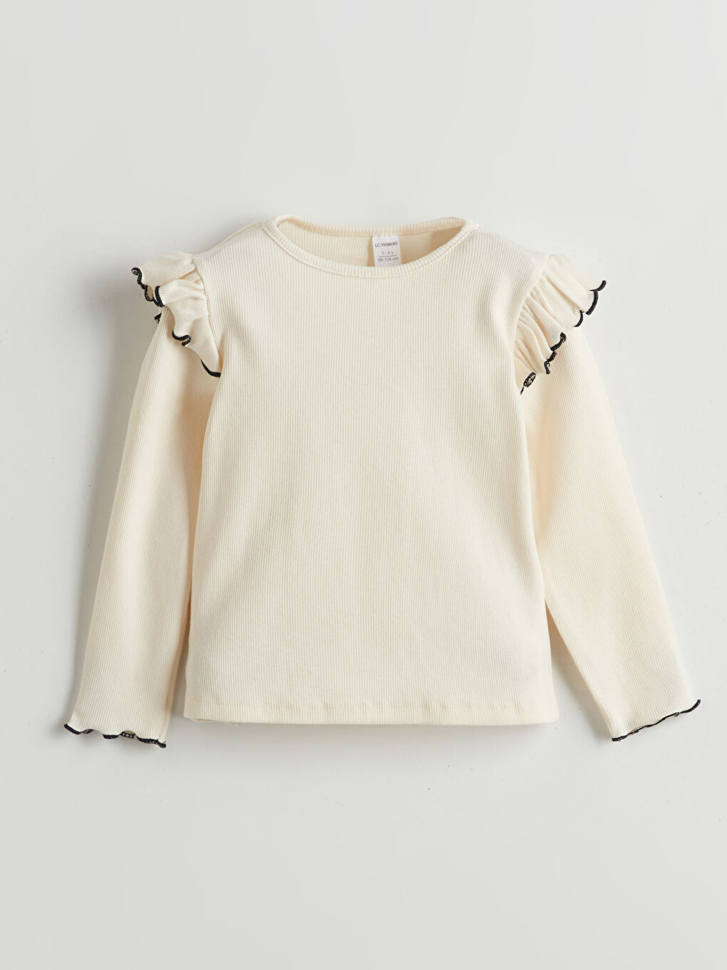 Ekru Fırfırlı Kız Çocuk Bluz ve Etek 2'li-1