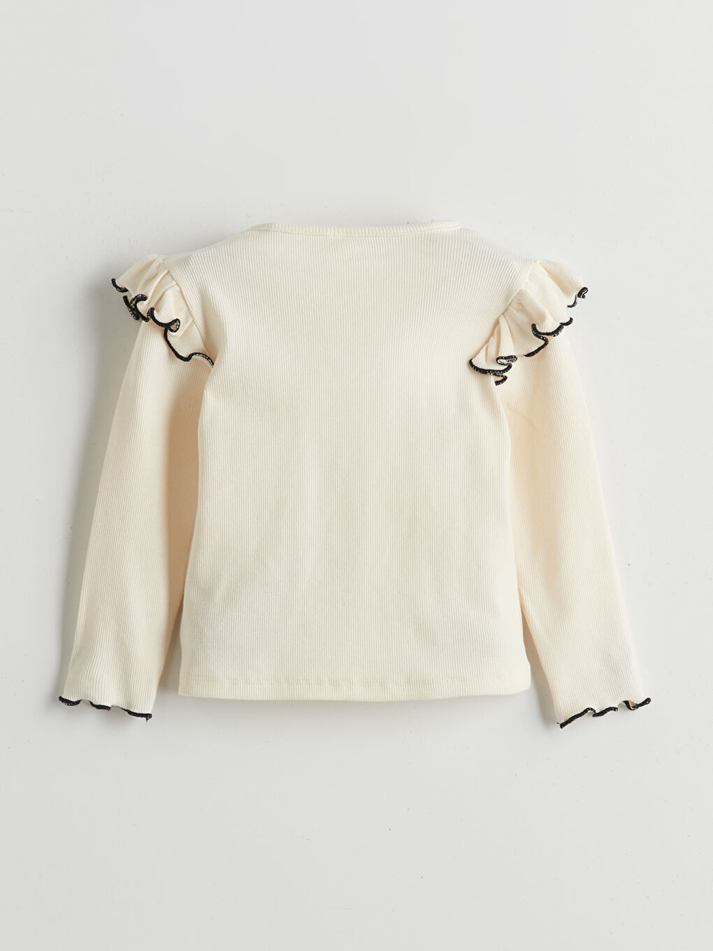 Ekru Fırfırlı Kız Çocuk Bluz ve Etek 2'li-2