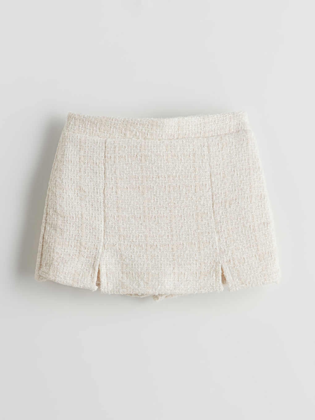 Ekru Bisiklet Yaka Kız Çocuk Bluz ve Şort Etek 2'li-3