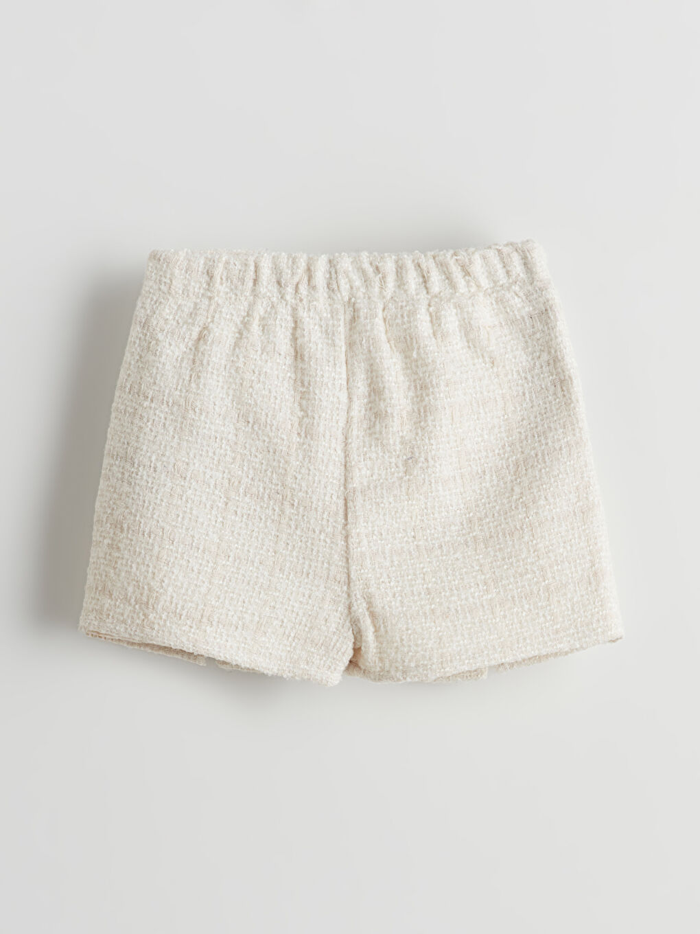 Ekru Bisiklet Yaka Kız Çocuk Bluz ve Şort Etek 2'li-4