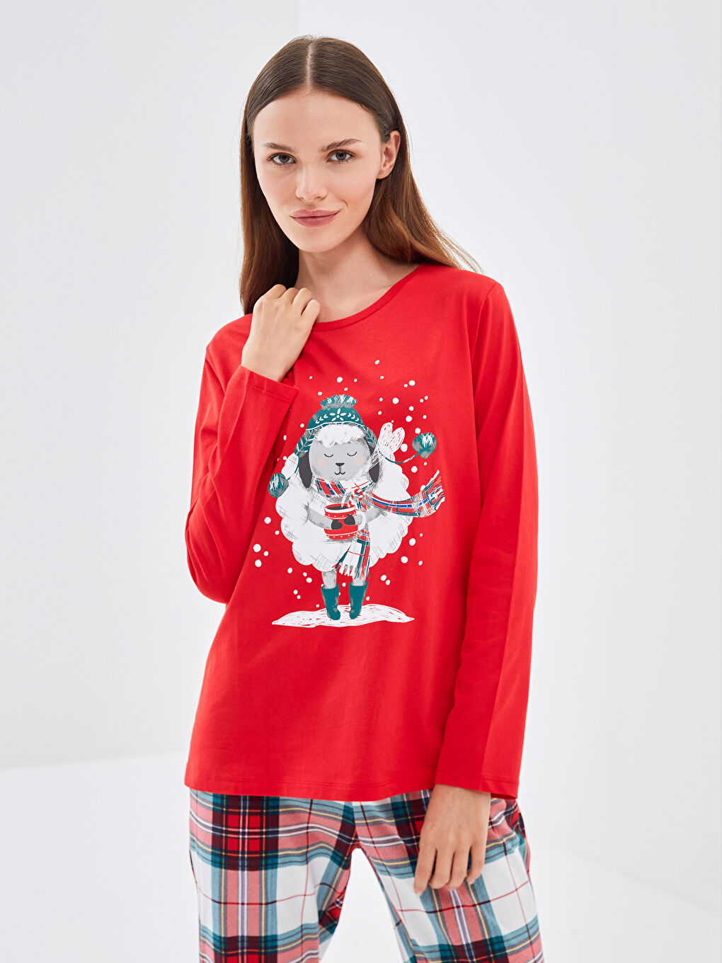 Crew Neck New Year Themed Women's Pyjama Set-3