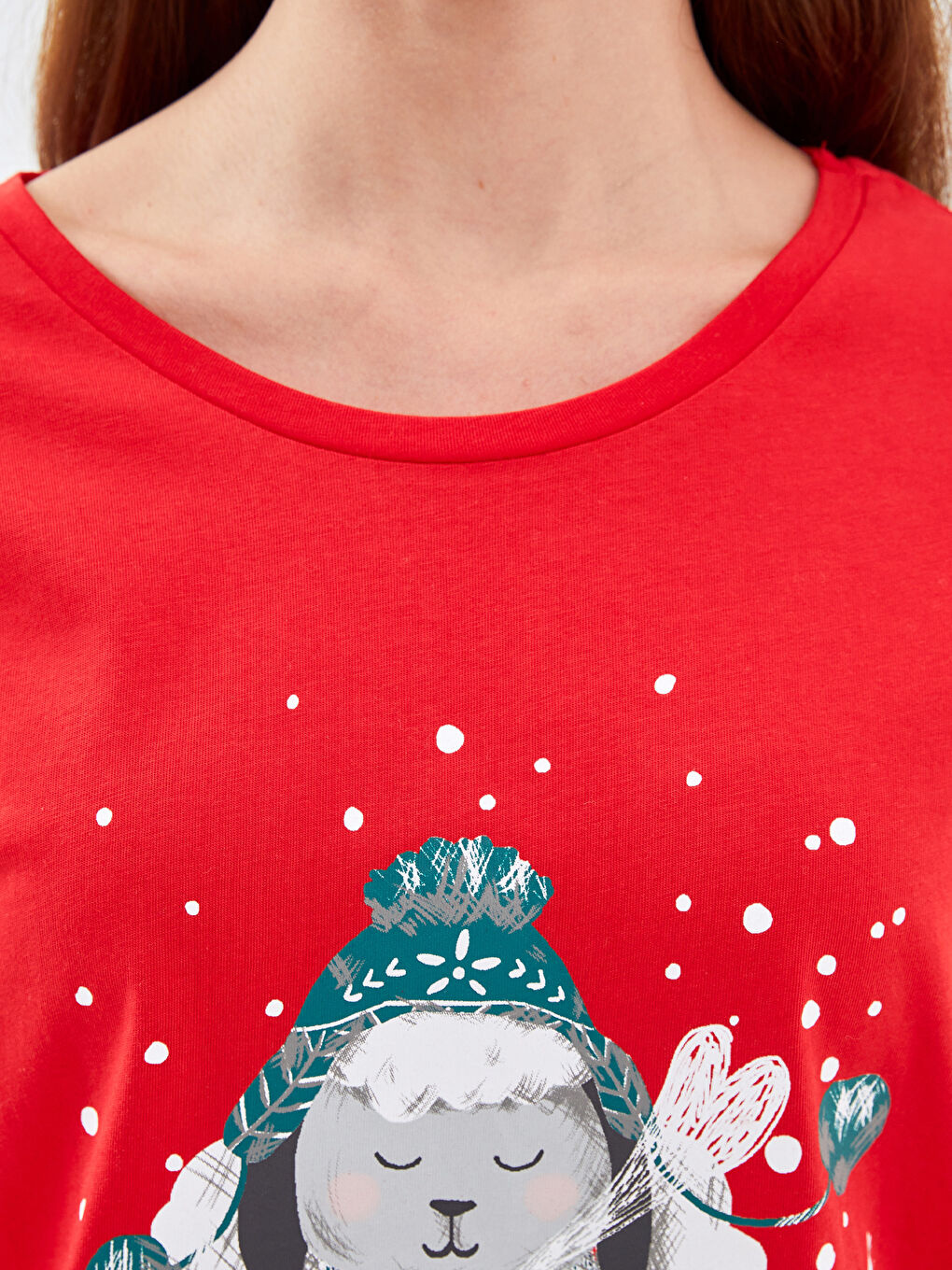 Crew Neck New Year Themed Women's Pyjama Set-5