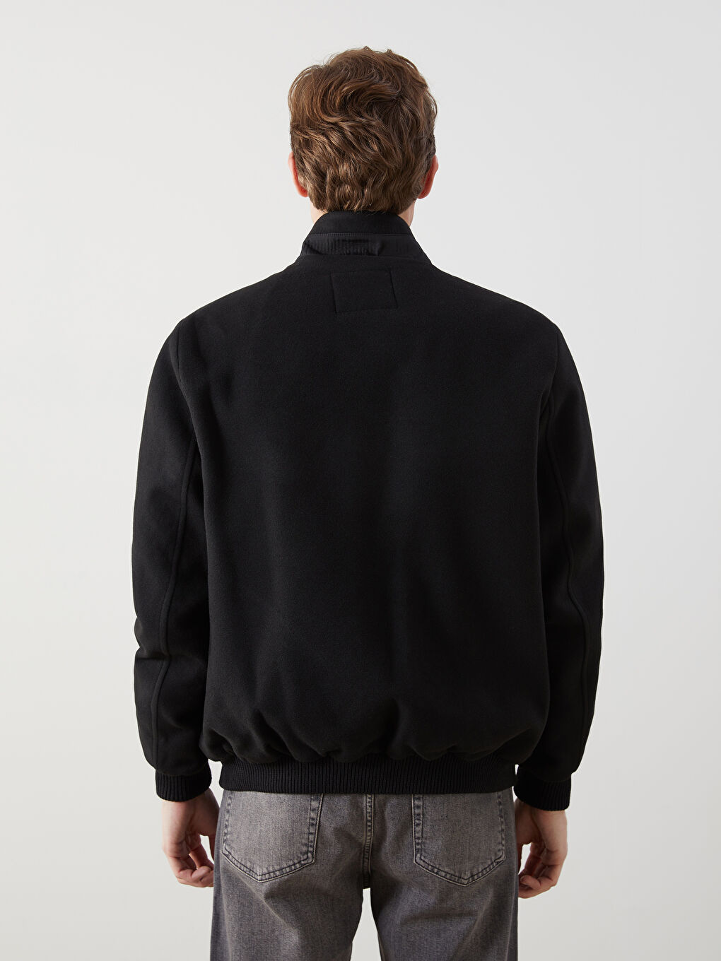 Siyah Standart Kalıp Dik Yaka Erkek Mont-4