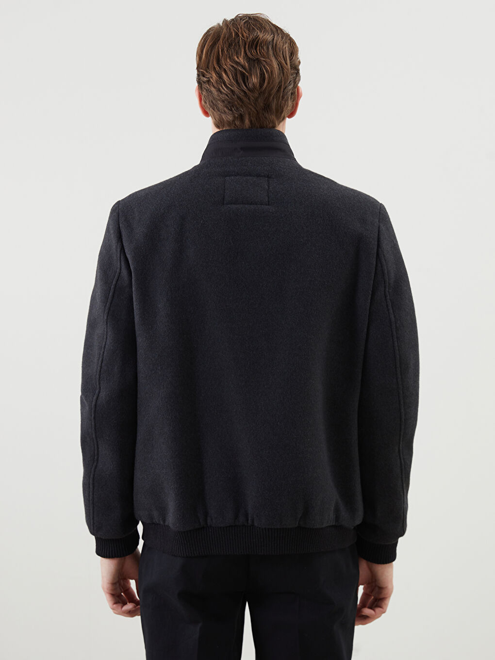 Gri Standart Kalıp Dik Yaka Erkek Mont-4