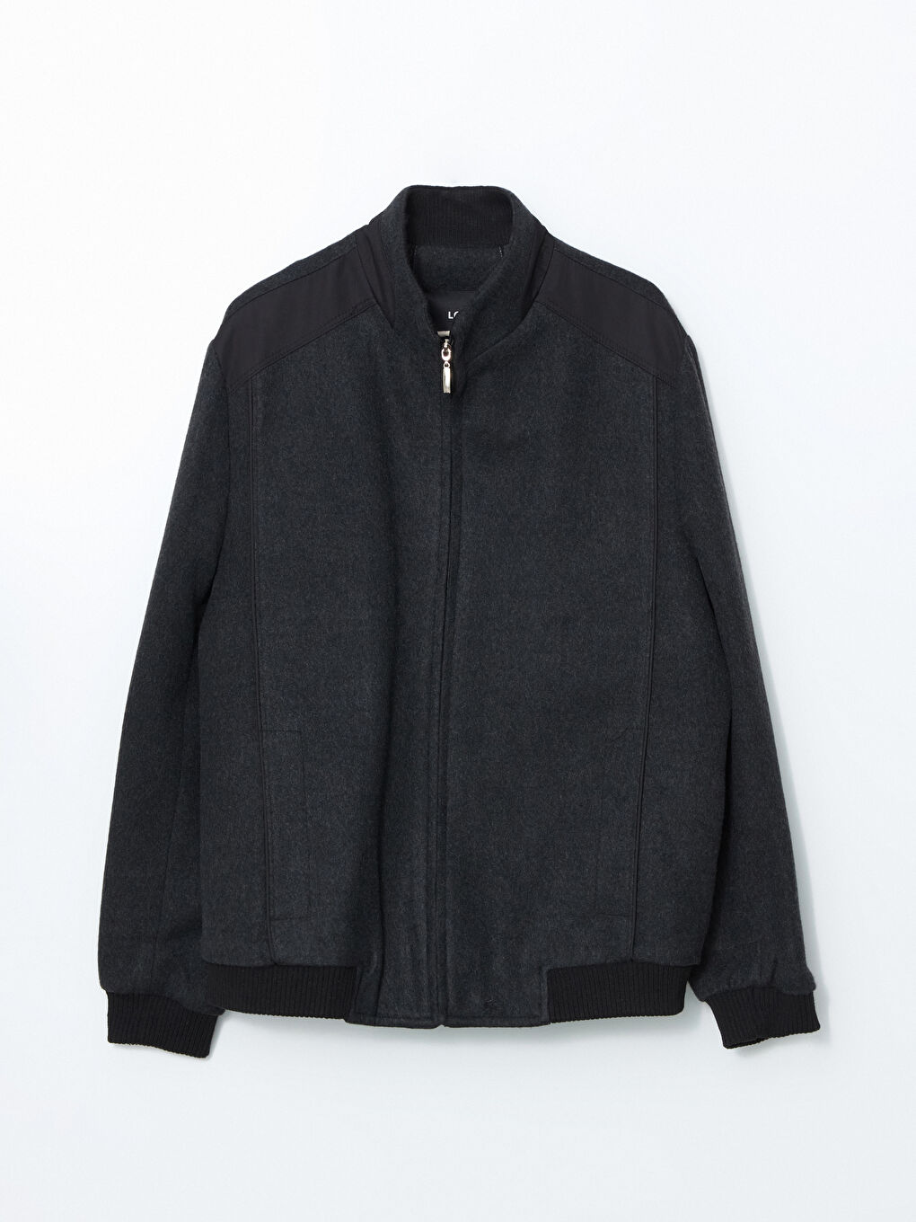 Gri Standart Kalıp Dik Yaka Erkek Mont-5