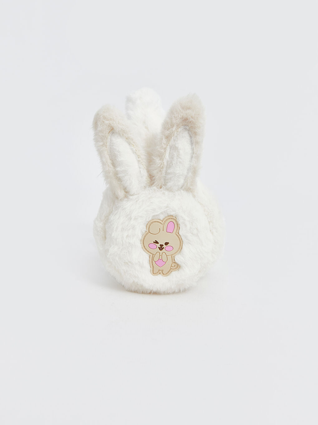 Ekru Tavşan Nakışlı Kız Çocuk Pelüş Kulaklık-1