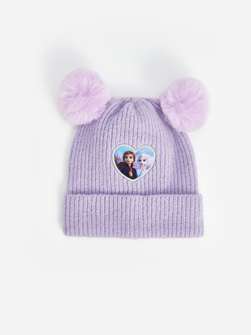 Lila Frozen Baskılı Ponponlu Kız Çocuk Bere