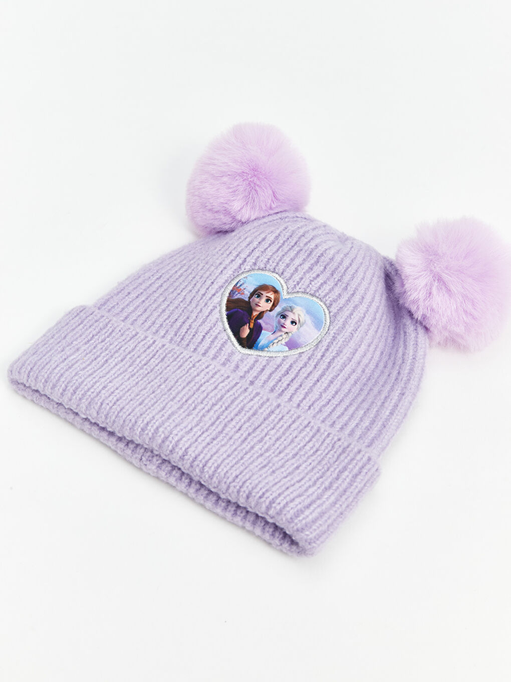 Lila Frozen Baskılı Ponponlu Kız Çocuk Bere-1