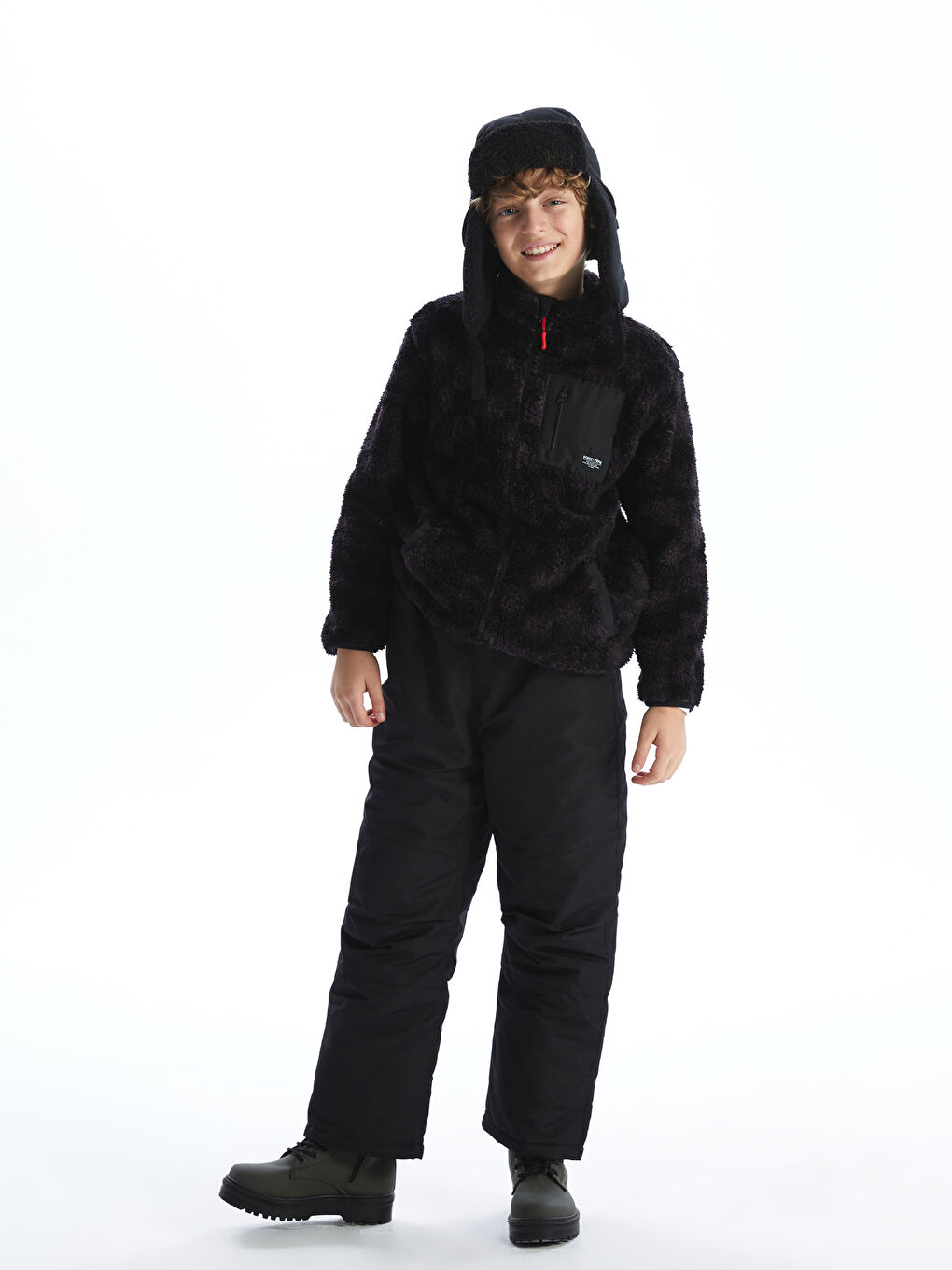 Siyah Beli Lastikli Erkek Çocuk Kayak Pantolonu-1