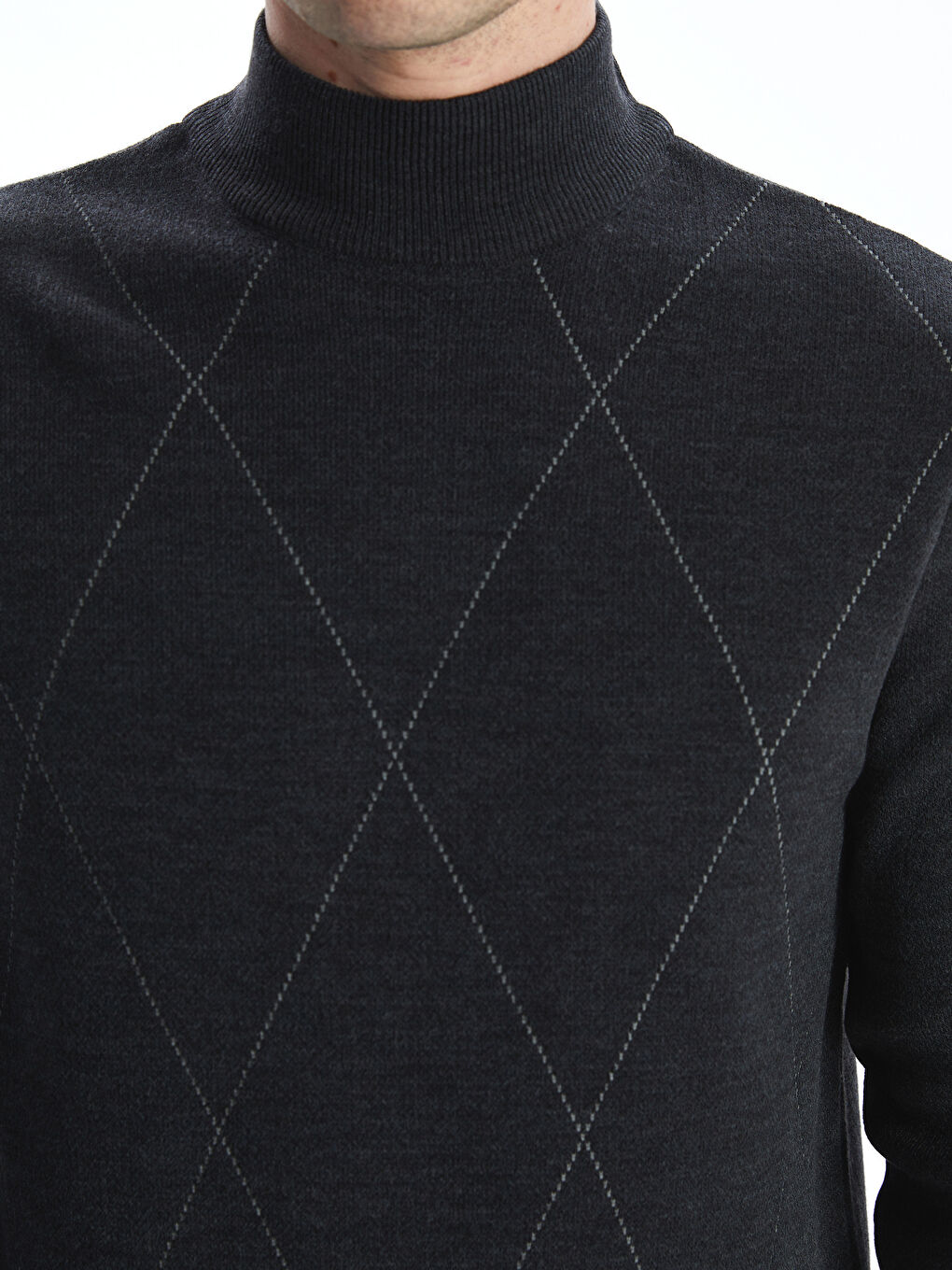Turtleneck Long Sleeve Patterned Men's Knitwear Sweater -W5EQ32Z8-DGR