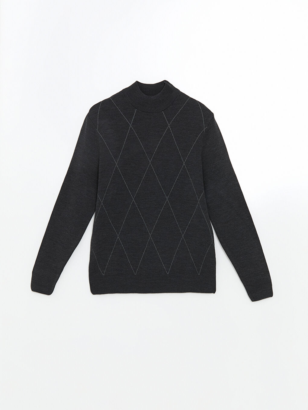 Turtleneck Long Sleeve Patterned Men's Knitwear Sweater -W5EQ32Z8-DGR
