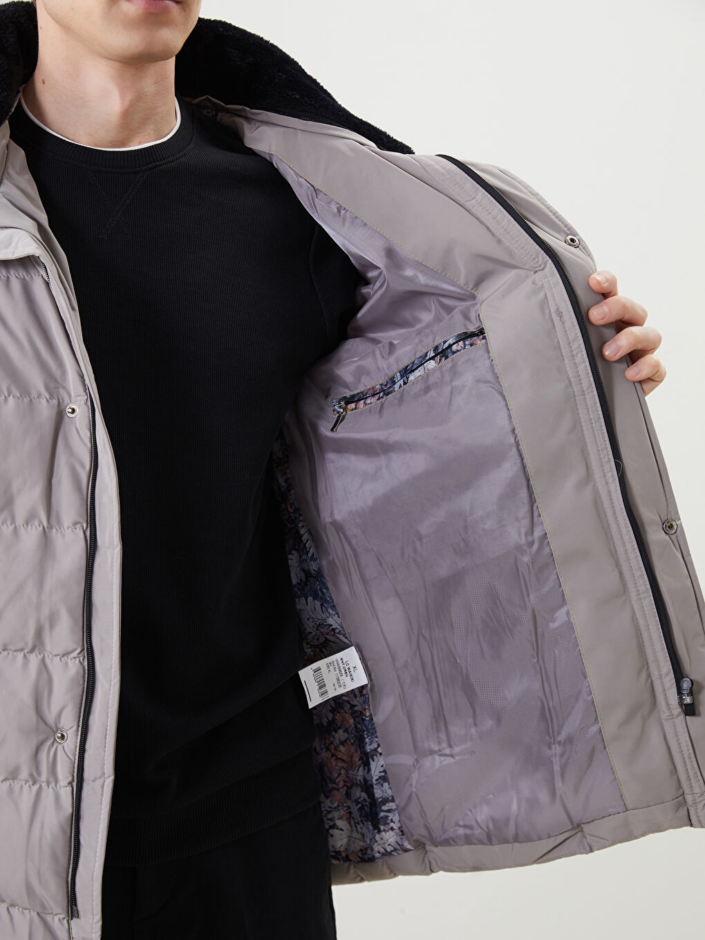 Bej Standart Kalıp Erkek Şişme Mont-2