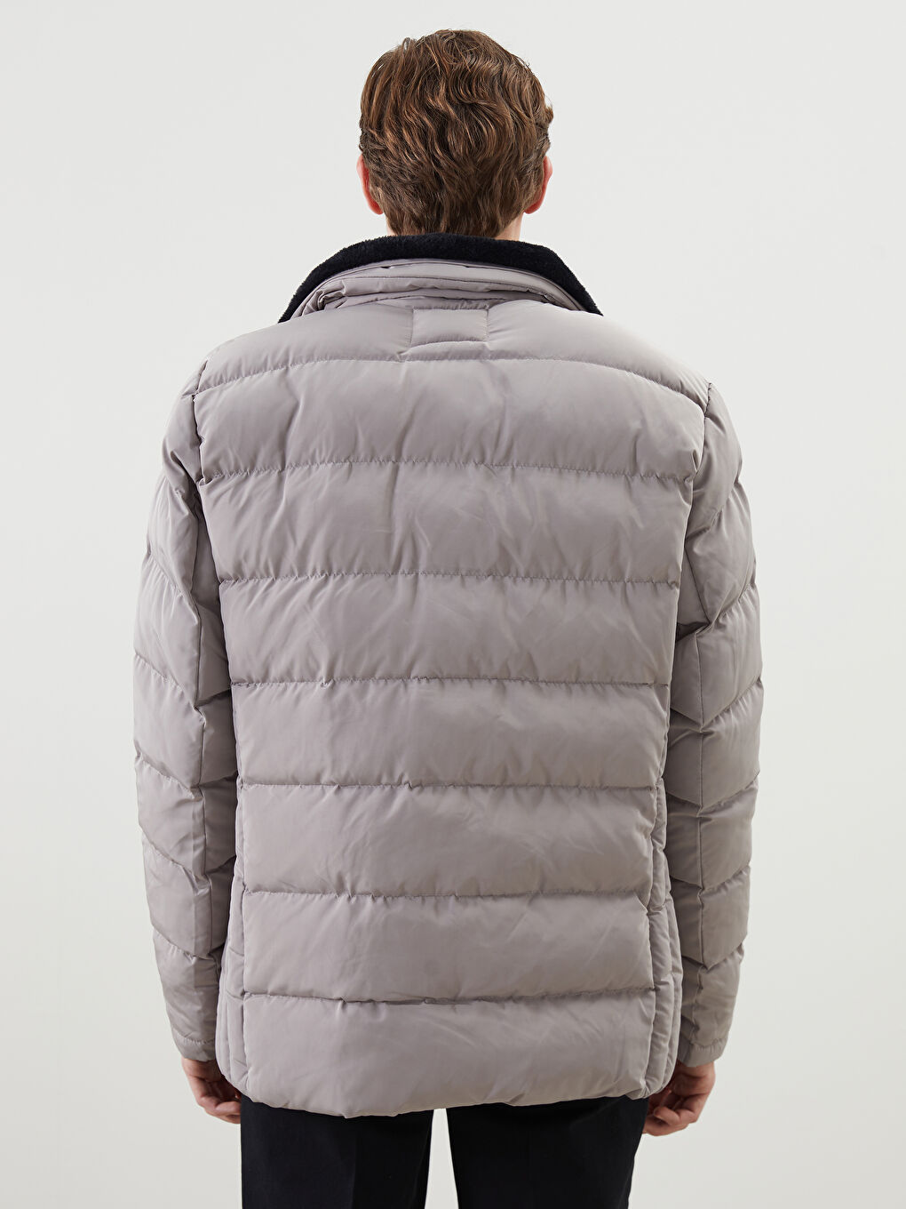 Bej Standart Kalıp Erkek Şişme Mont-4