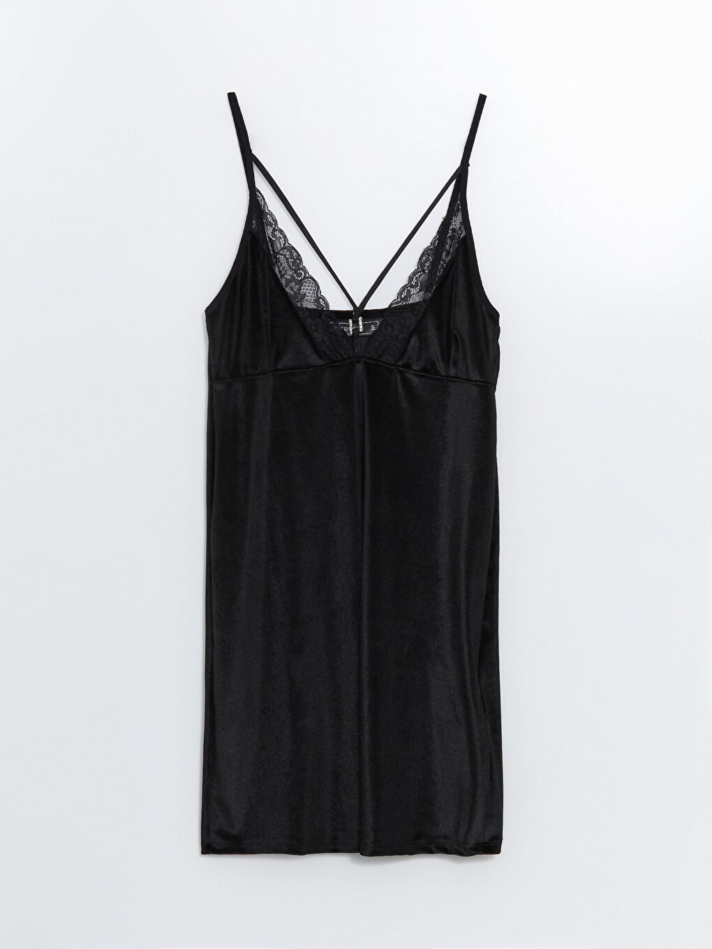 Siyah V Yaka Dantel Detaylı Kadife Kadın Fantezi Gecelik-8