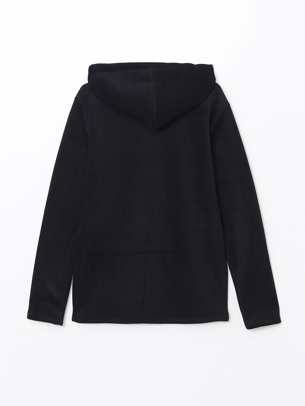 Siyah Kapüşonlu Uzun Kollu Polar Erkek Fermuarlı Sweatshirt-9