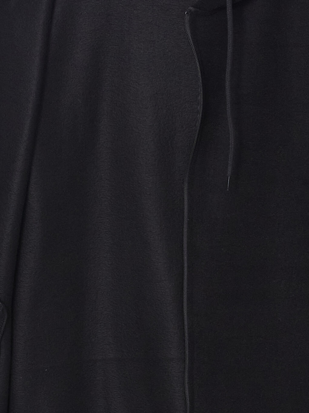 Siyah Kapüşonlu Uzun Kollu Polar Erkek Fermuarlı Sweatshirt-10