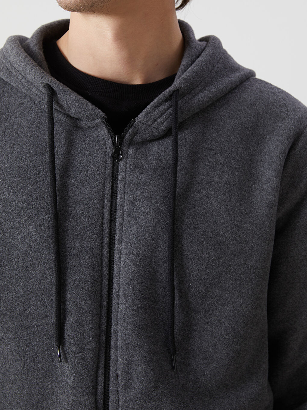 LCWAIKIKI Classic Hooded Long Sleeve Polar Men's Zip-Up Sweatshirt -W5FT19Z8-D3B