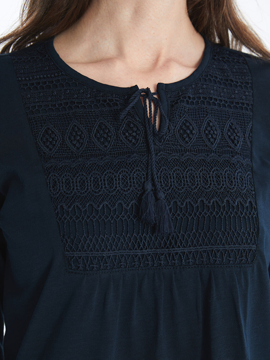 Tie Neck Embroidered Blouse-6