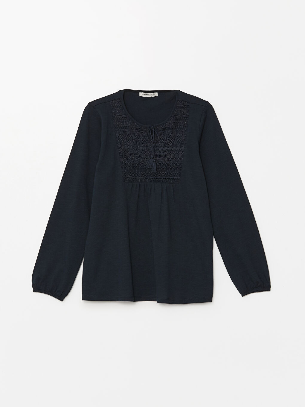 Tie Neck Embroidered Blouse-14