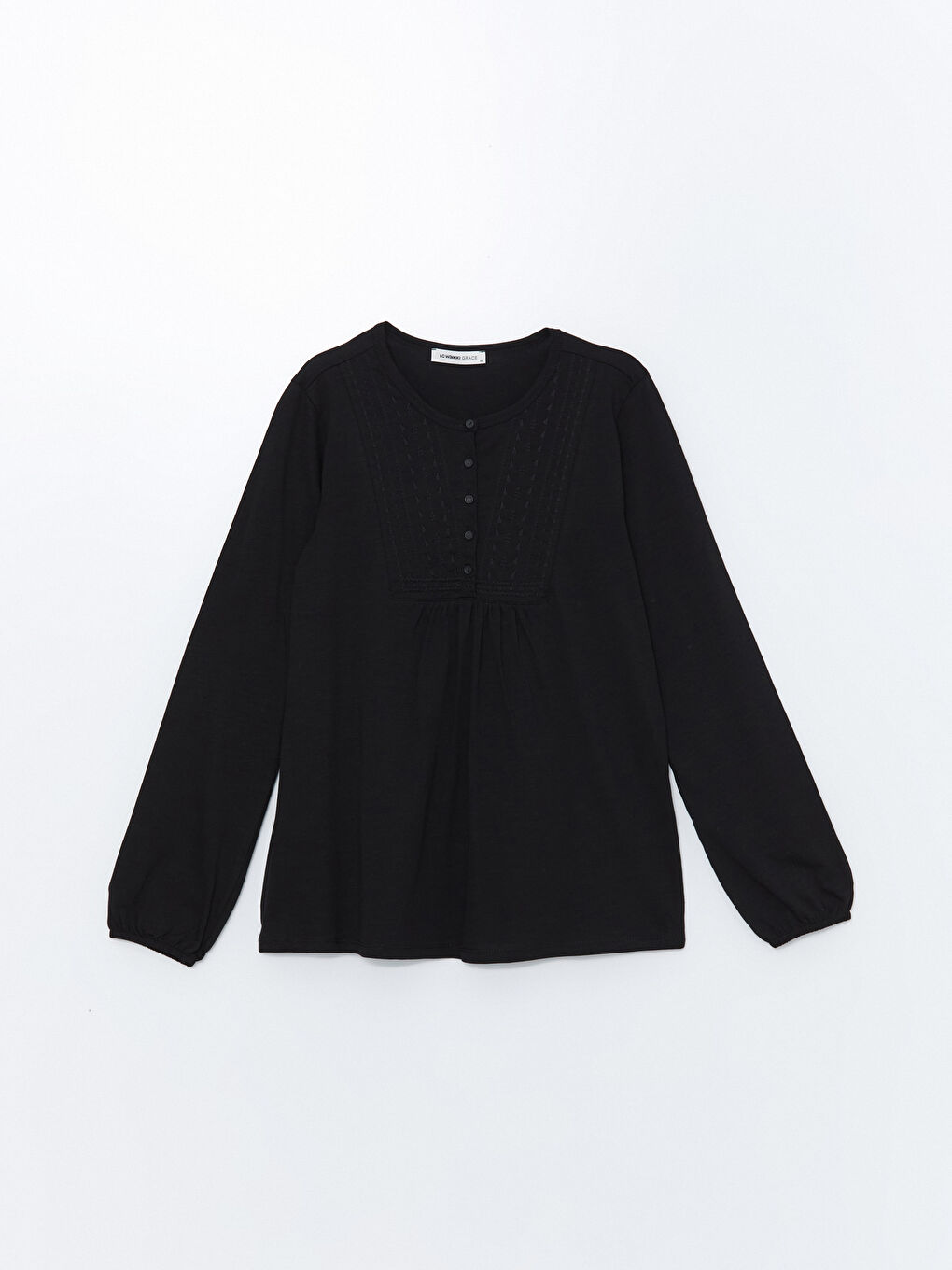 Crew Neck Embroidered Blouse-12