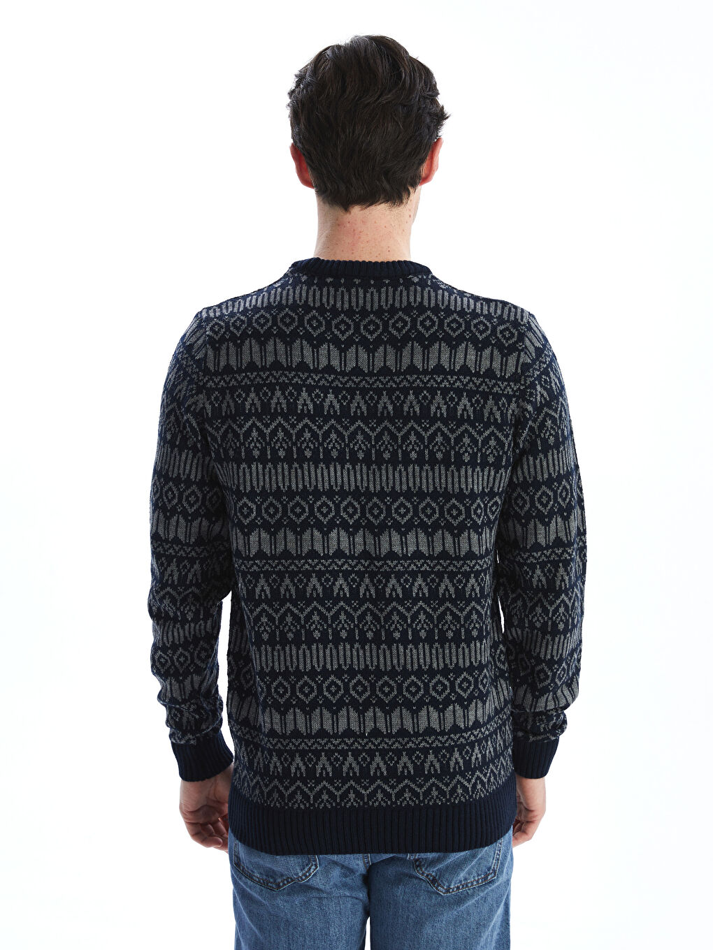 LCWAIKIKI Classic Crew Neck Long Sleeve Patterned Men's Knitwear Sweater -W5GF77Z8-RFH