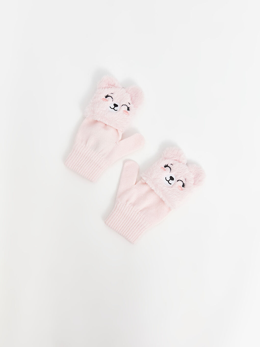 Pembe Nakışlı Kız Çocuk Eldiven-1