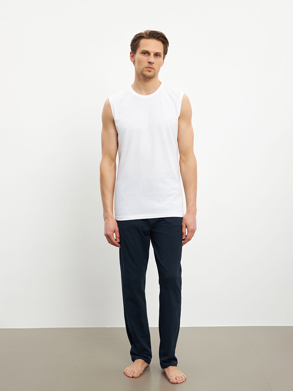 Crew Neck Sleeveless Cotton Men's Vest-1