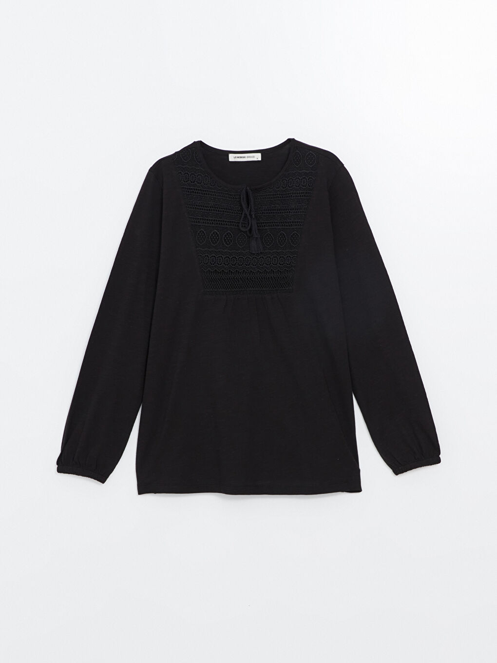 Tie Neck Embroidered Women's Blouse-4