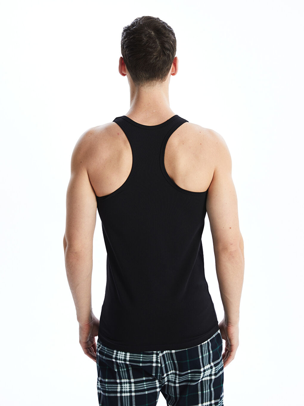 Siyah U Yaka Penye Erkek Atlet 2'li-5