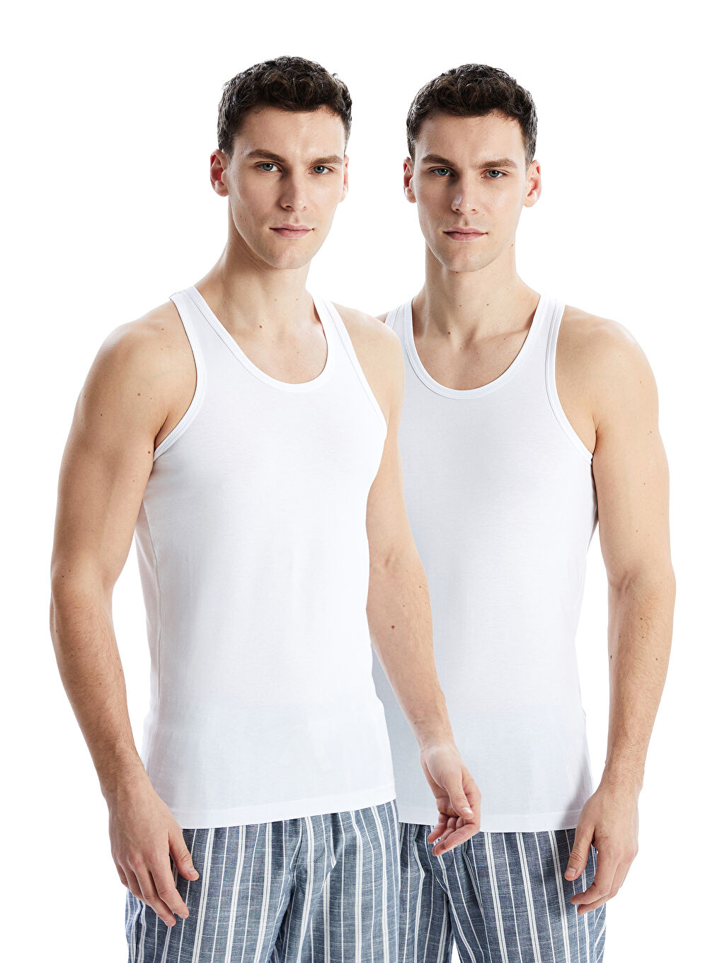 LC WAIKIKI U Neck Jersey Men's Vest 2 Pack -S22612Z8-E5X