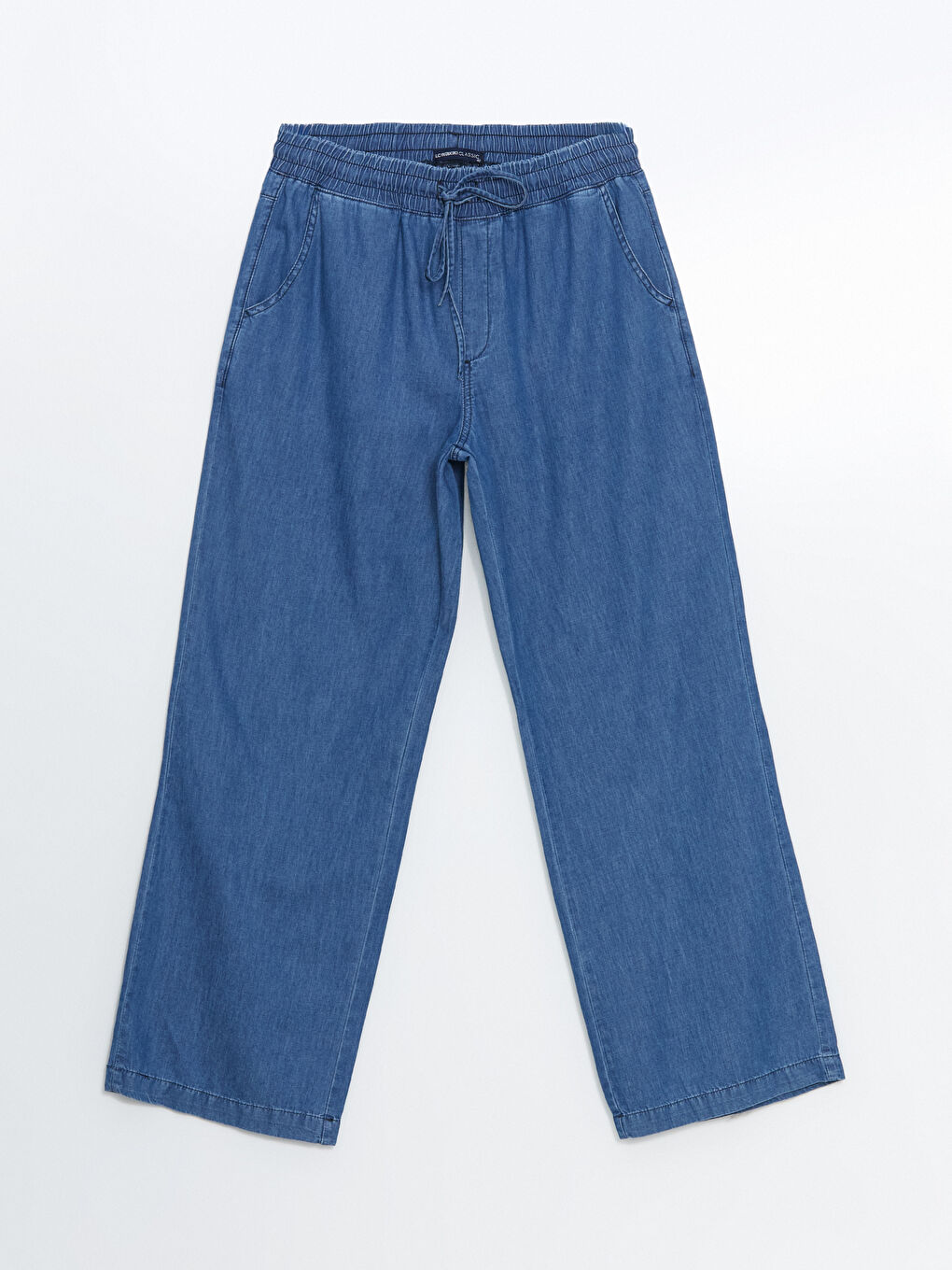 Джинсы Женские Широкие Брюки С Карманами На Резинке-4