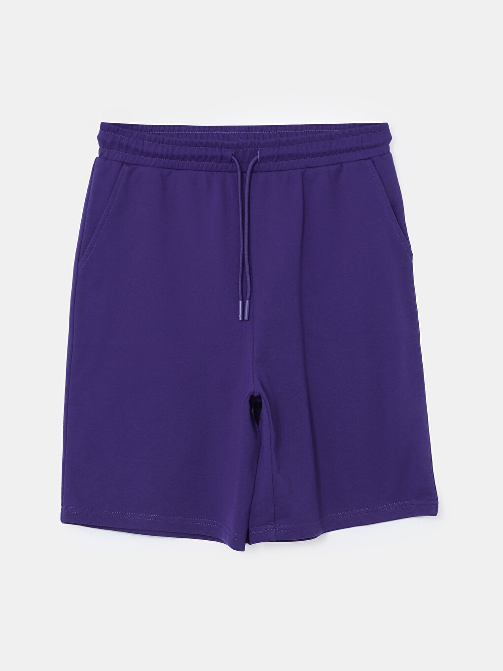 Elastic Waist Regular Pocket Detailed Cotton Women's Bermuda Shorts-5