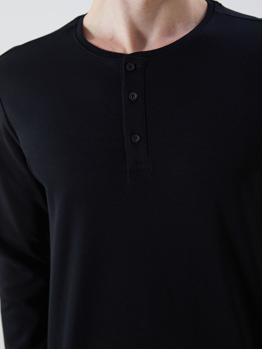 Rundhalsausschnitt Langarm Pyjama-Oberteil für Herren-2
