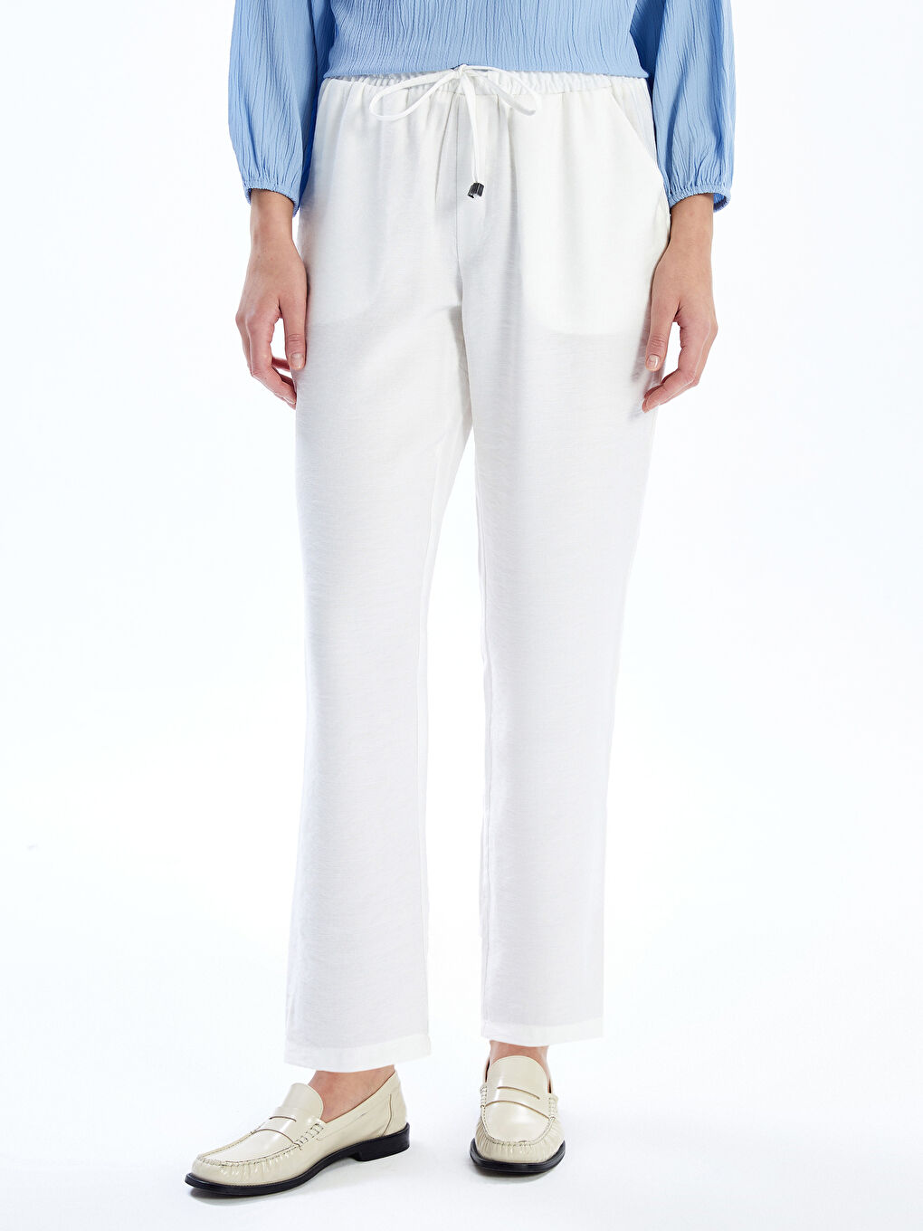 Pantaloni cu Talie Elastică Croială Carrot pentru Femei-1