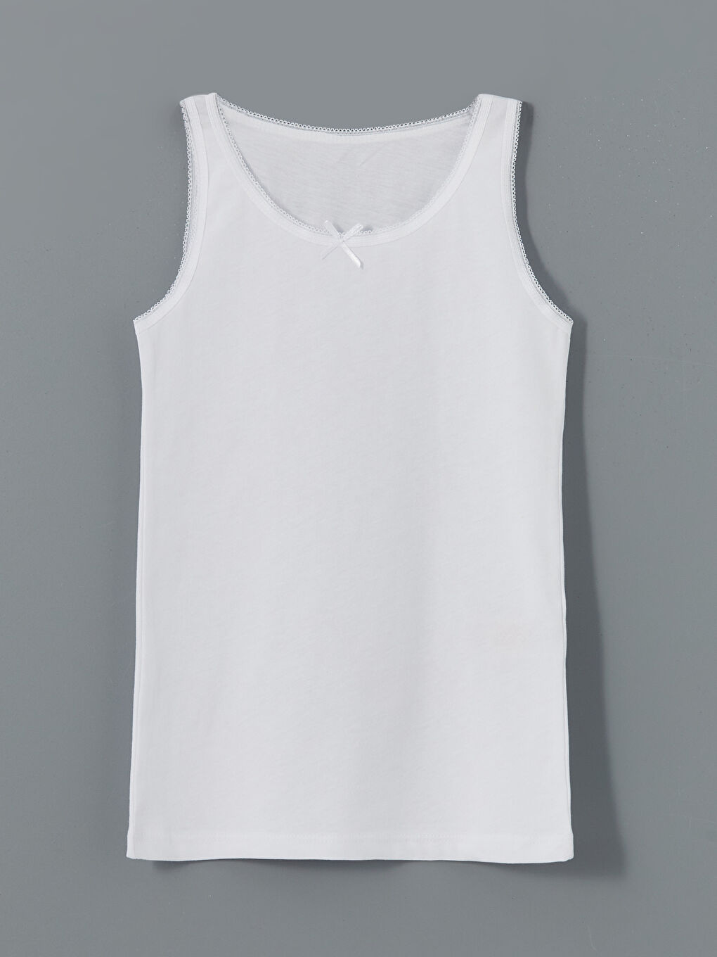 Beyaz Bisiklet Yaka Kız Çocuk Atlet 2'li-1