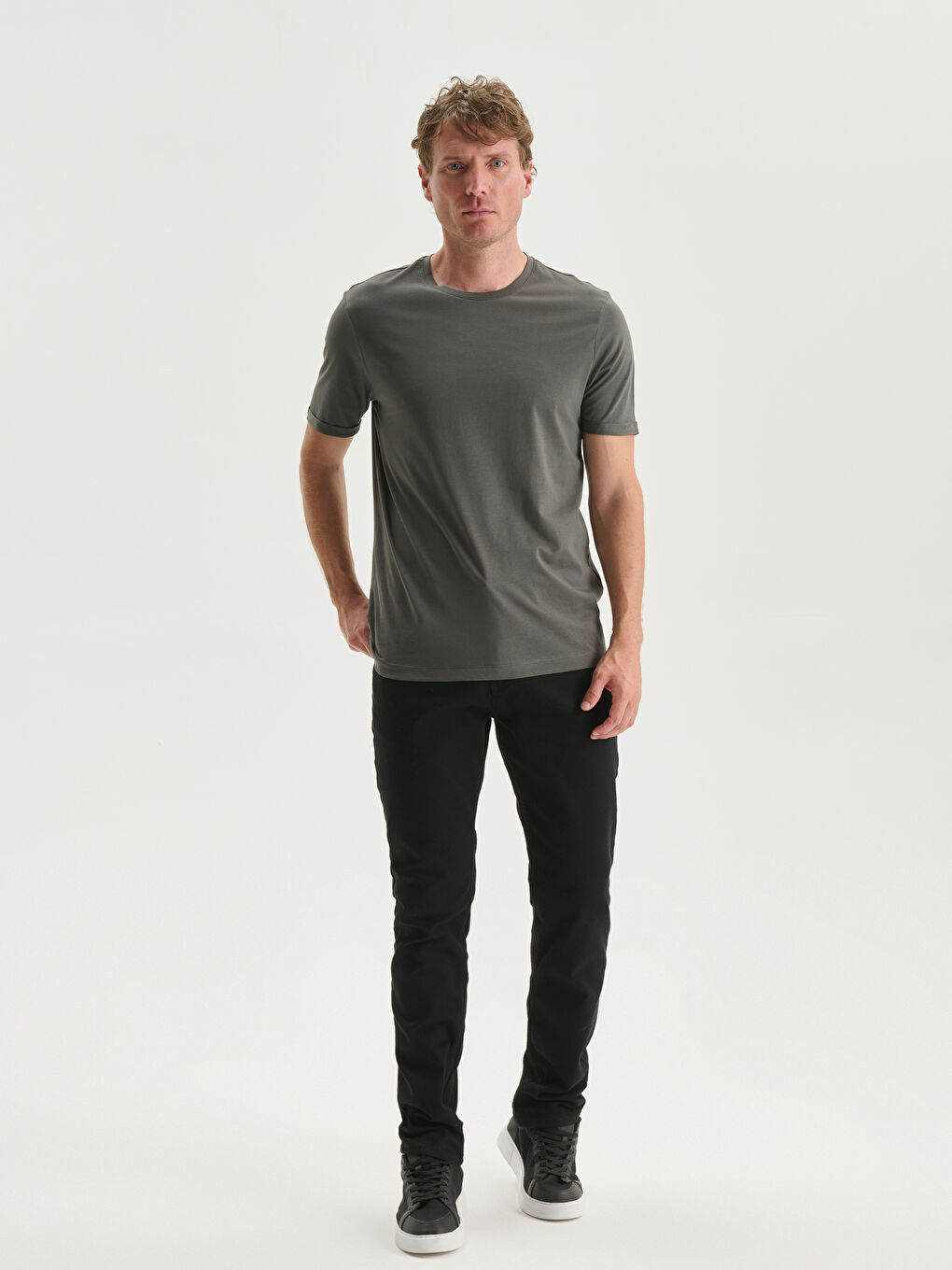 T-shirt pour Hommes en Jersey à Col Rond-1