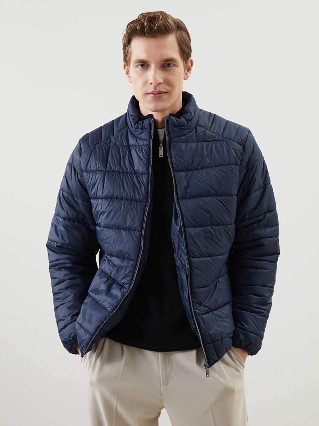 Standard Fit Funnel Neck Men's Puffer Coat -S30824Z8-RFD