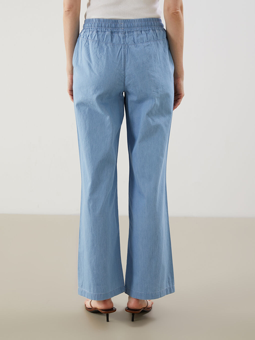 Elastic Waist Wide Leg Women's Jeans -S31564Z8-315