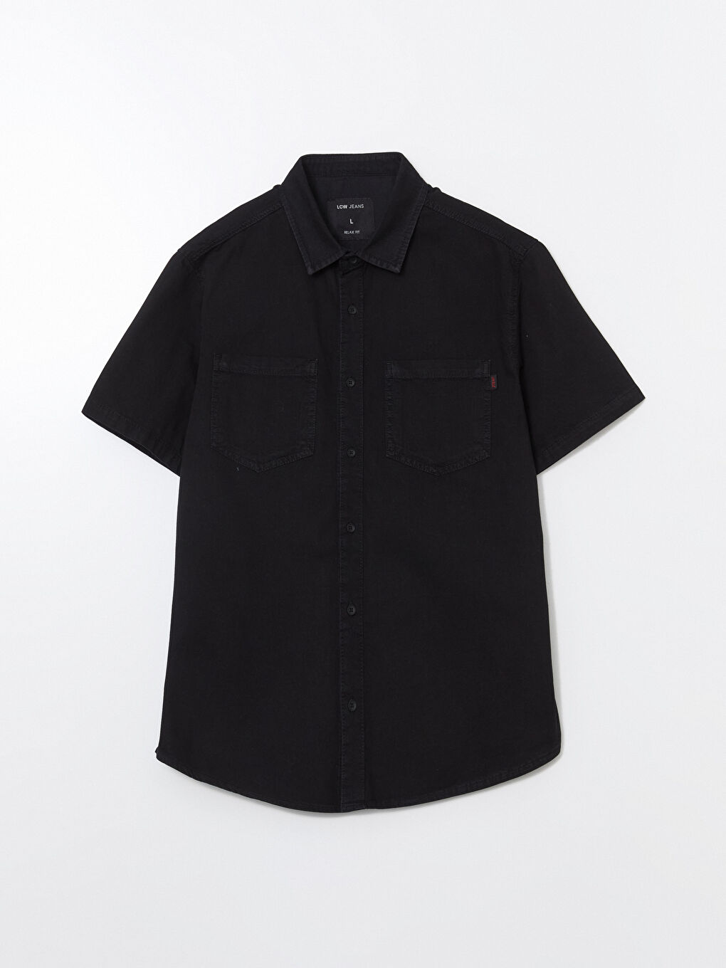 قميص جينز كم قصير واسع للرجال-4