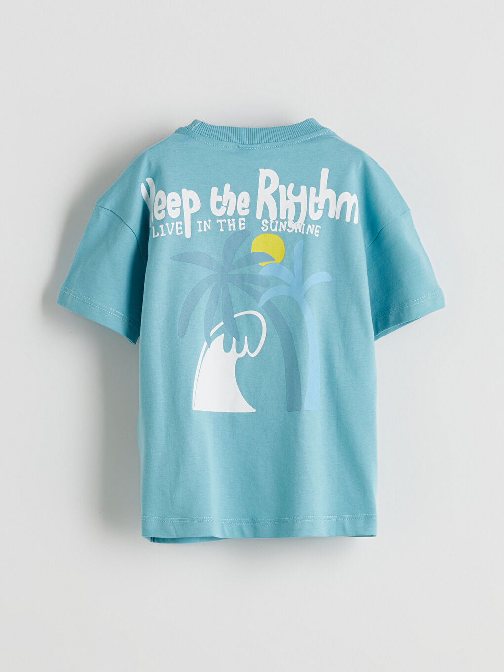 Mavi Bisiklet Yaka Baskılı Erkek Çocuk Tişört-3