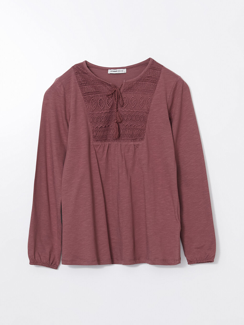 Tie Neck Embroidered Women's Blouse-4