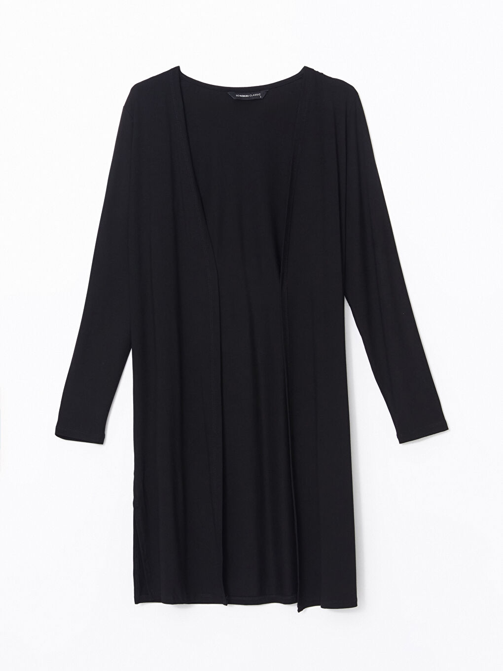 Siyah Şal Yaka Düz Uzun Kollu Kadın Hırka-8