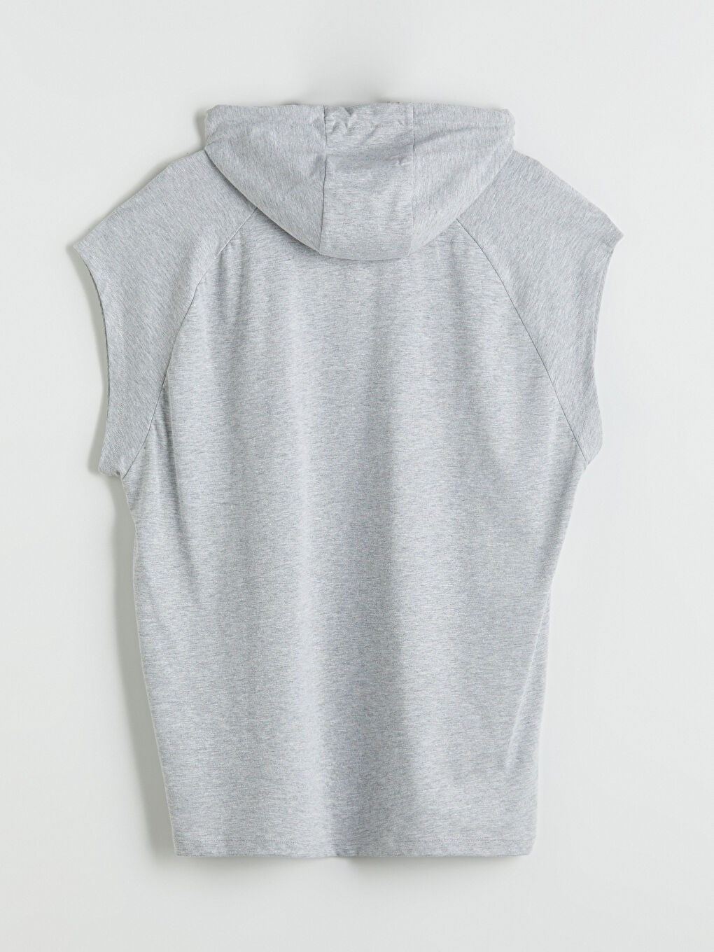 Gri Kapüşonlu Erkek Kolsuz Tişört-10