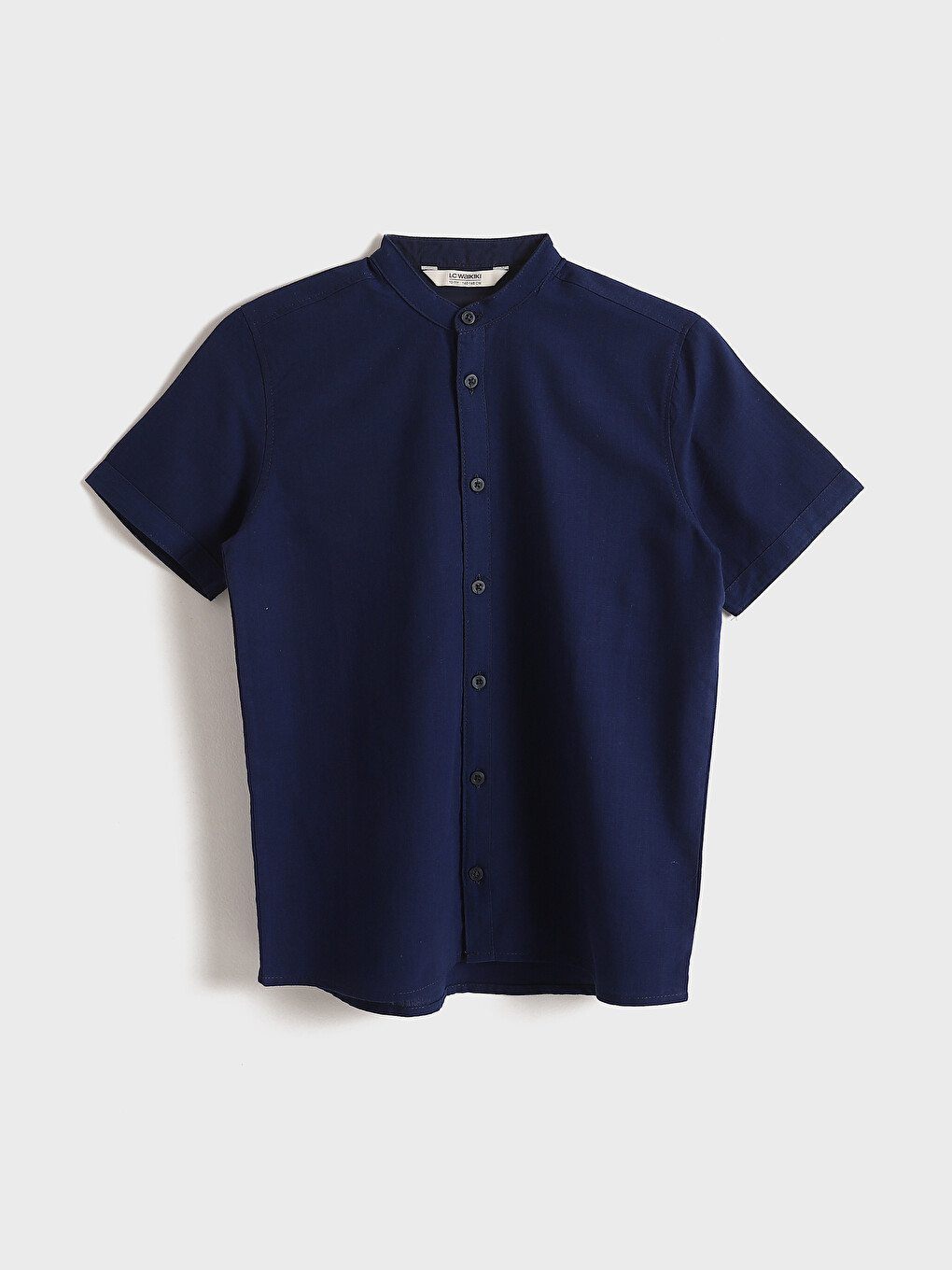 Grandad Collar Basic Short Sleeve Boys' Shirt