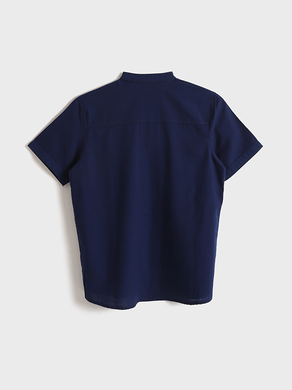 Grandad Collar Basic Short Sleeve Boys' Shirt-1