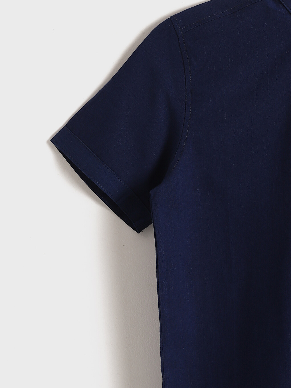 Grandad Collar Basic Short Sleeve Boys' Shirt-2