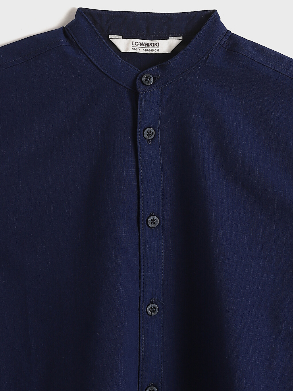 Grandad Collar Basic Short Sleeve Boys' Shirt-3