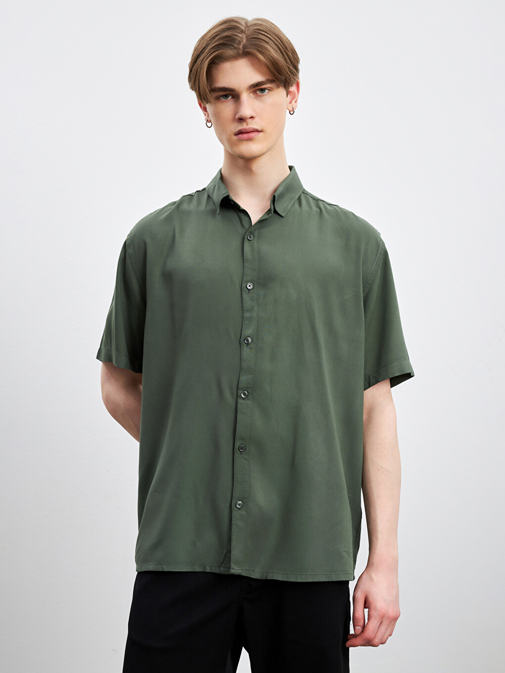 Regular Fit Short Sleeve Viscose Men's Shirt