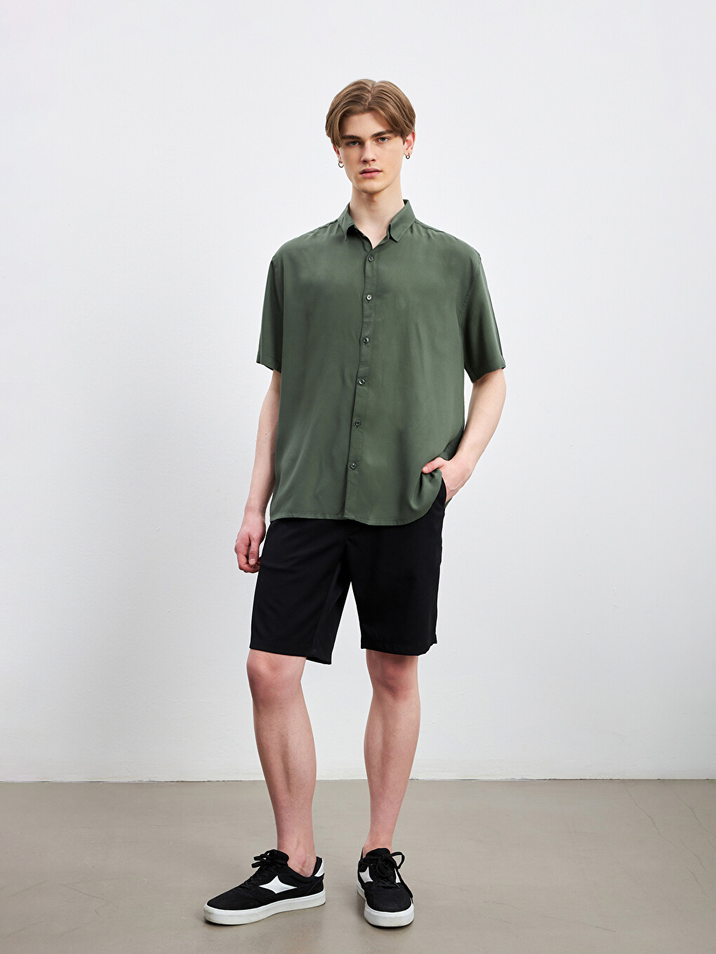 Regular Fit Short Sleeve Viscose Men's Shirt-1